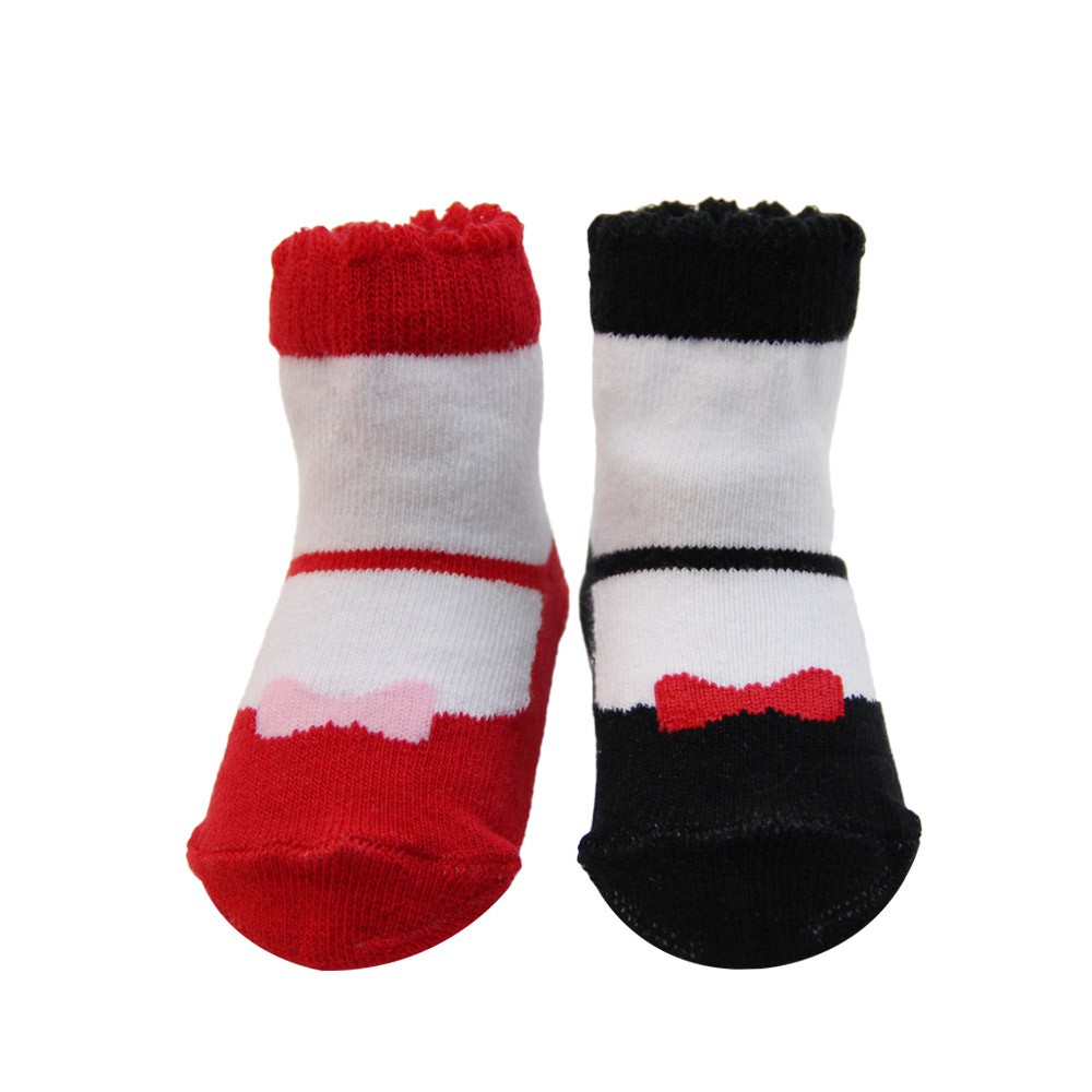 【D&G】蝴蝶結仿鞋造型寶寶襪<黑,8-12cm>D375 腳底止滑 短襪 襪子, , large