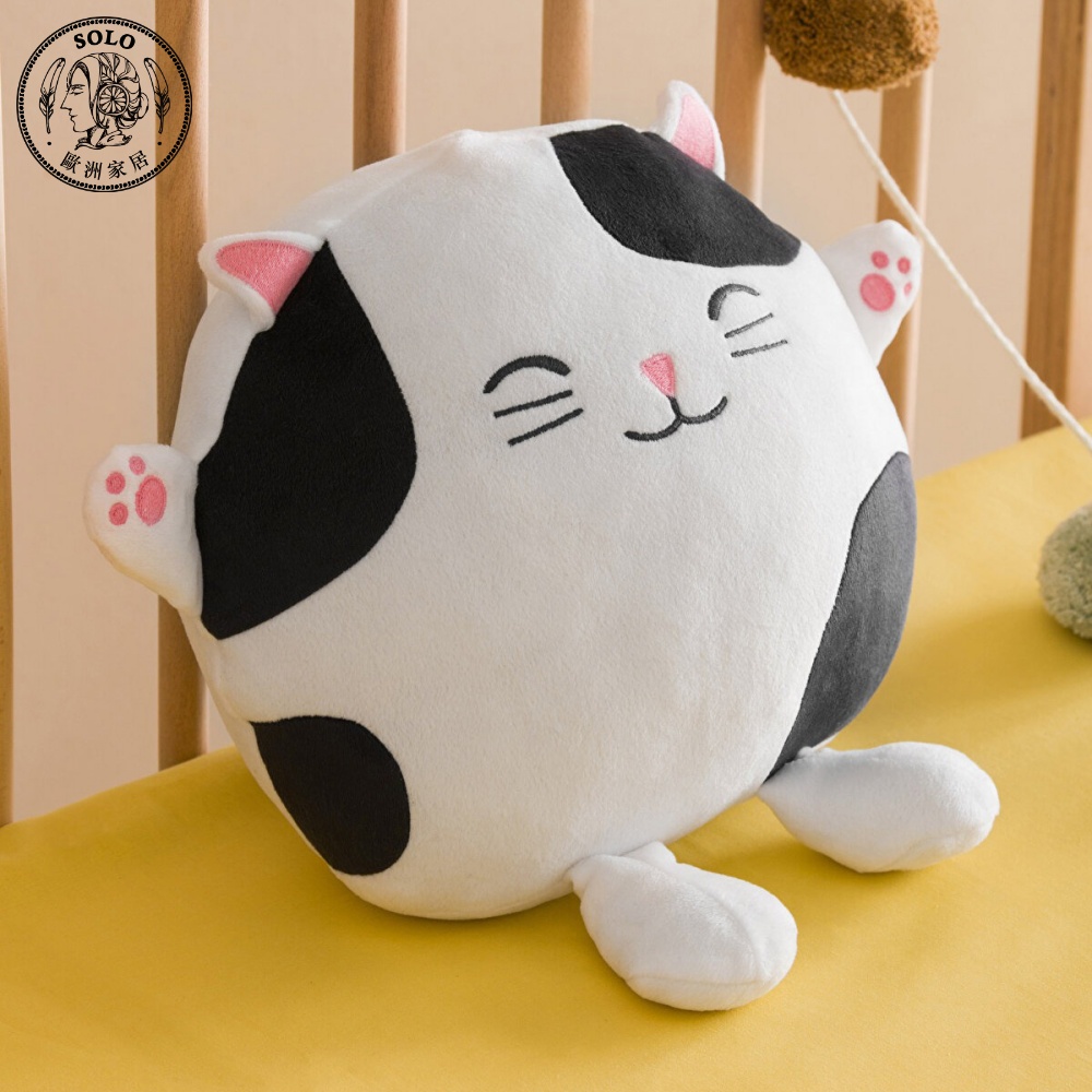 【SOLO歐洲家居】LCW Home 土耳其製 34cm 貓咪抱枕 可愛黑貓丸子貓 玩偶 布偶 娃娃, , large