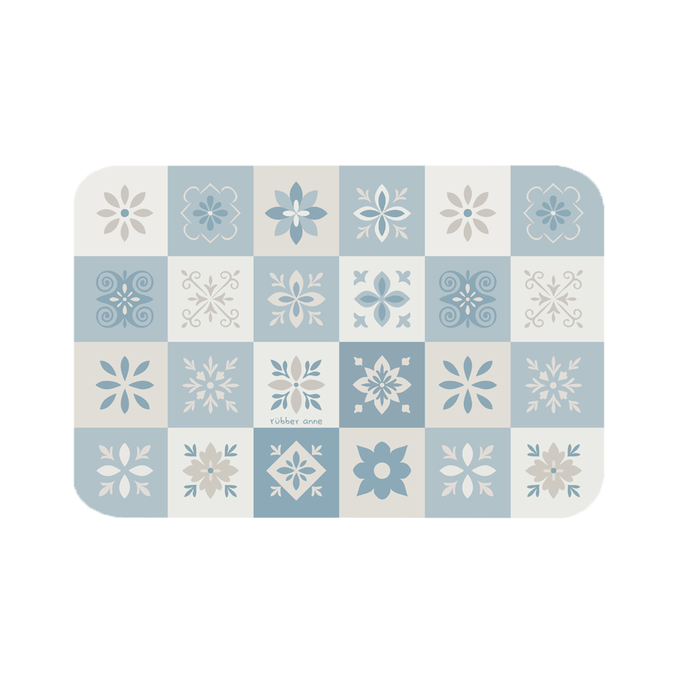 【Monster】 Soft Diatomaceous Earth Absorbent Mat – Floral Seal Series (60x40cm) –Morning Blue Whisper