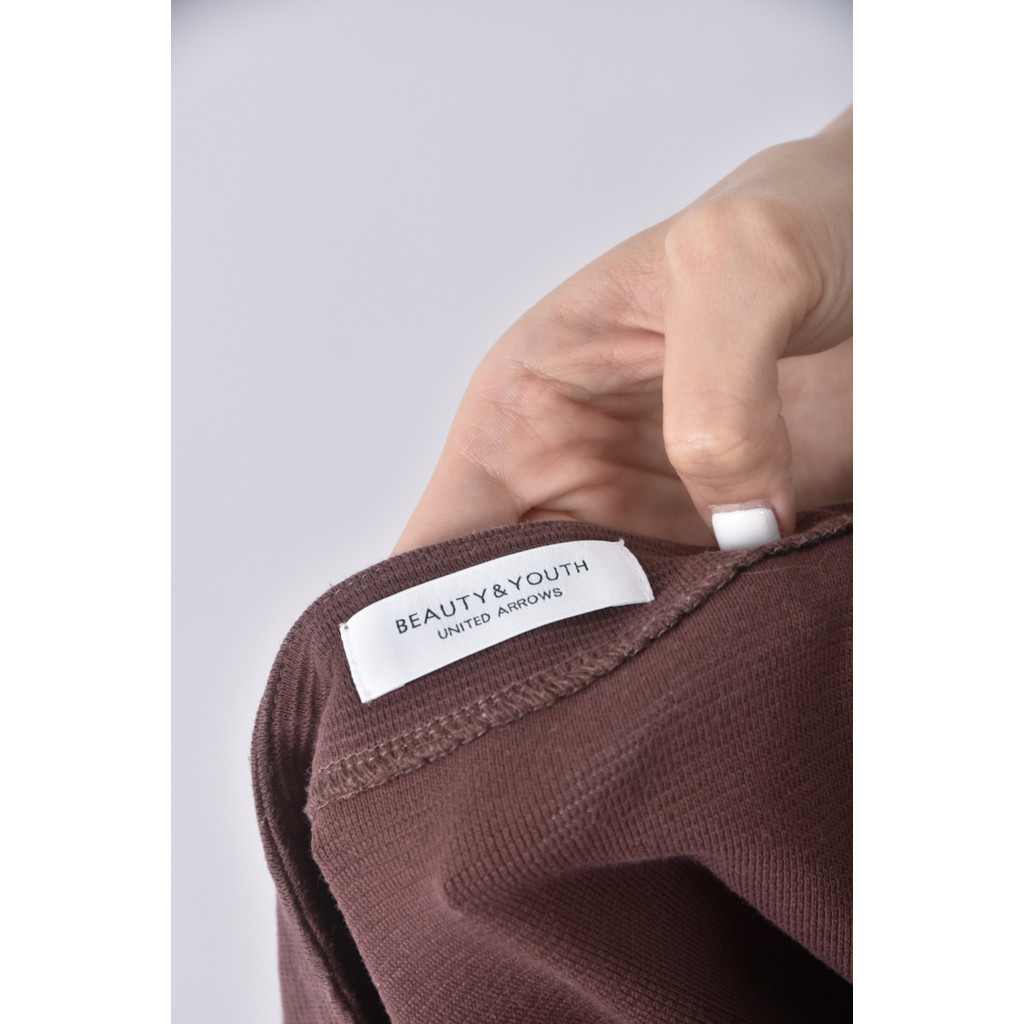 (M) beauty youth質感圓領棕色長袖上衣二手衣, , large