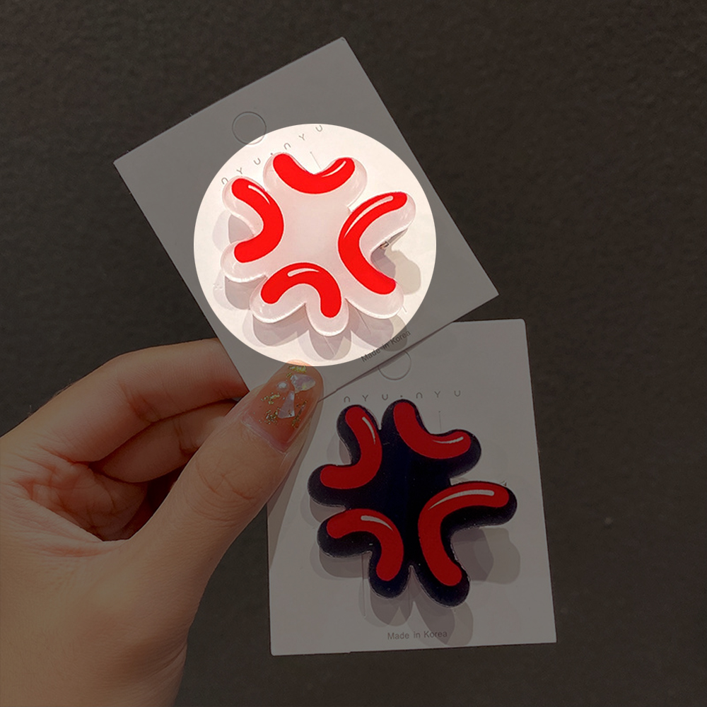 OMG【汗顏 生氣 髮夾】你今天無言了嗎？漫畫風格 流汗 怒氣 頭飾 髮飾 有趣 萌趣 可愛 裝飾 學生最愛 小紅書, , large