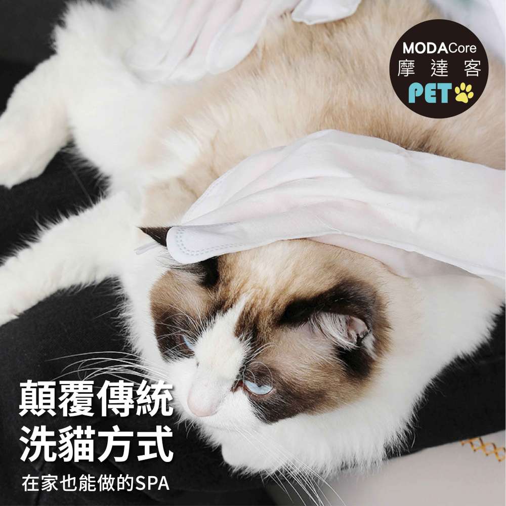 摩達客寵物-狗貓清潔免洗手套型濕巾-櫻花味6片裝*2包-乾洗擦澡除臭按摩遛狗後擦拭, , large