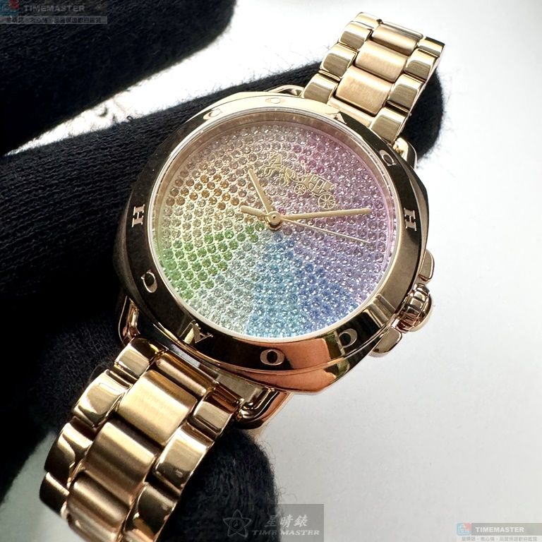 [星晴錶業]COACH手錶,34mm,CH00199彩虹錶面金色錶殼金色精鋼錶帶款, , large