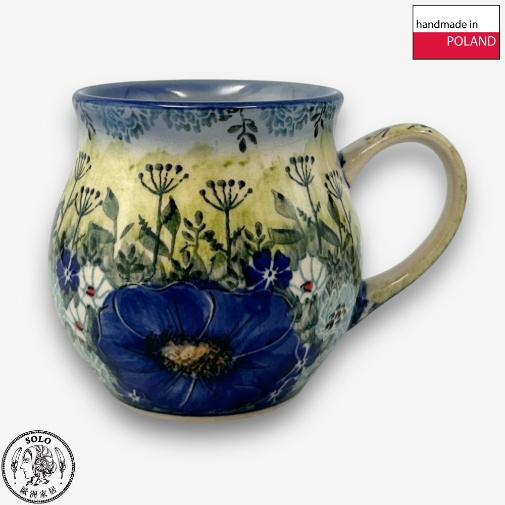 【SOLO Vintage】Cerraf Polish Pottery 350ml Mug Traces of Fragrance in the Blue Fields Series Made in Poland