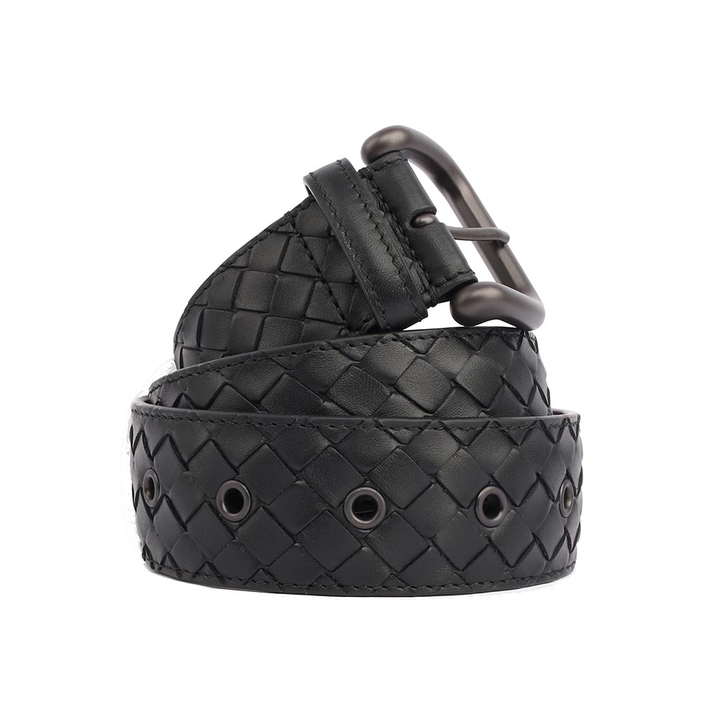 BOTTEGA VENETA 牛皮編織皮帶80cm/34"寬4cm/黑色, , large