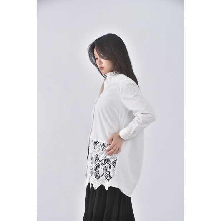 (F) prep長版白色襯衫上衣二手衣, , large