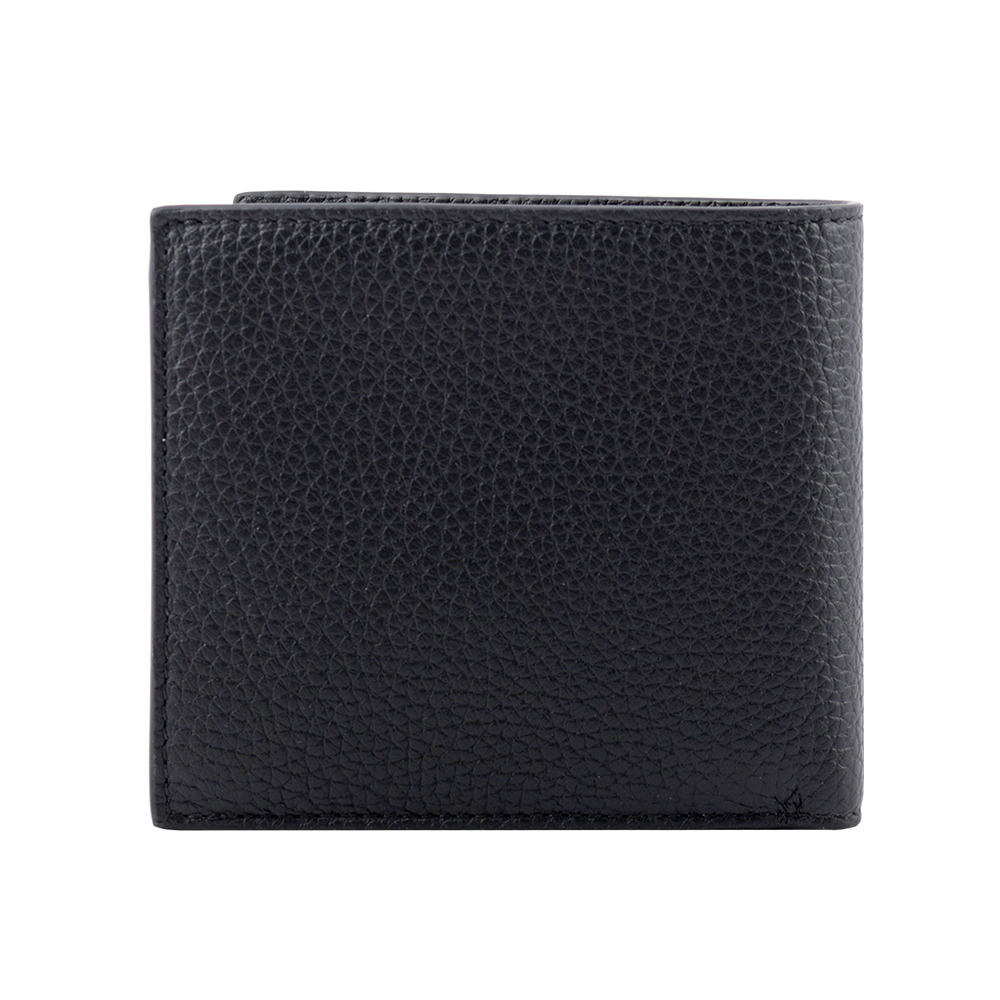 BALLY Ribbon 紅白條紋牛皮對開零錢袋短夾/黑色, , large