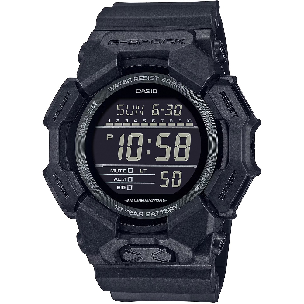 CASIO 卡西歐 G-SHOCK 10年電力 大螢幕電子錶 學生錶 GD-010-1A1, , large
