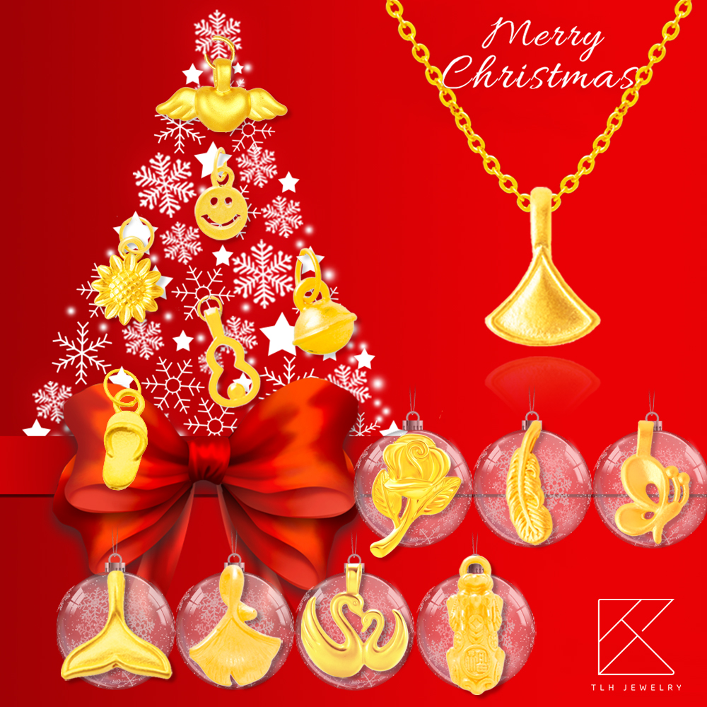 【TLH】14選1 閃耀聖誕 黃金造型項鍊 約重0.03錢±0.01 (任選 聖誕交換禮物), , large