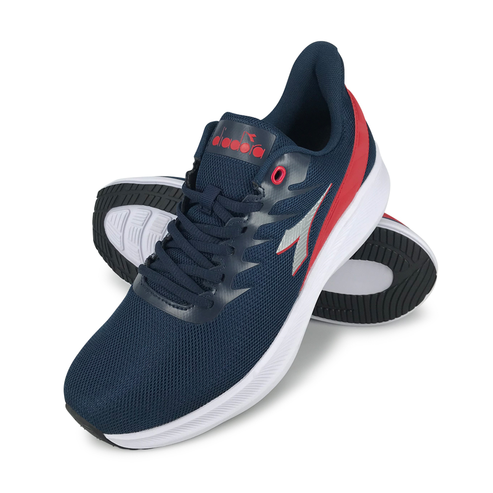 DIADORA迪亞多那 輕量專業慢跑男鞋 男運動鞋 慢跑鞋 寬楦 高腳背 反光 透氣 耐用 吸震 減壓 防滑 黑灰 藍紅, 黑灰,28, large