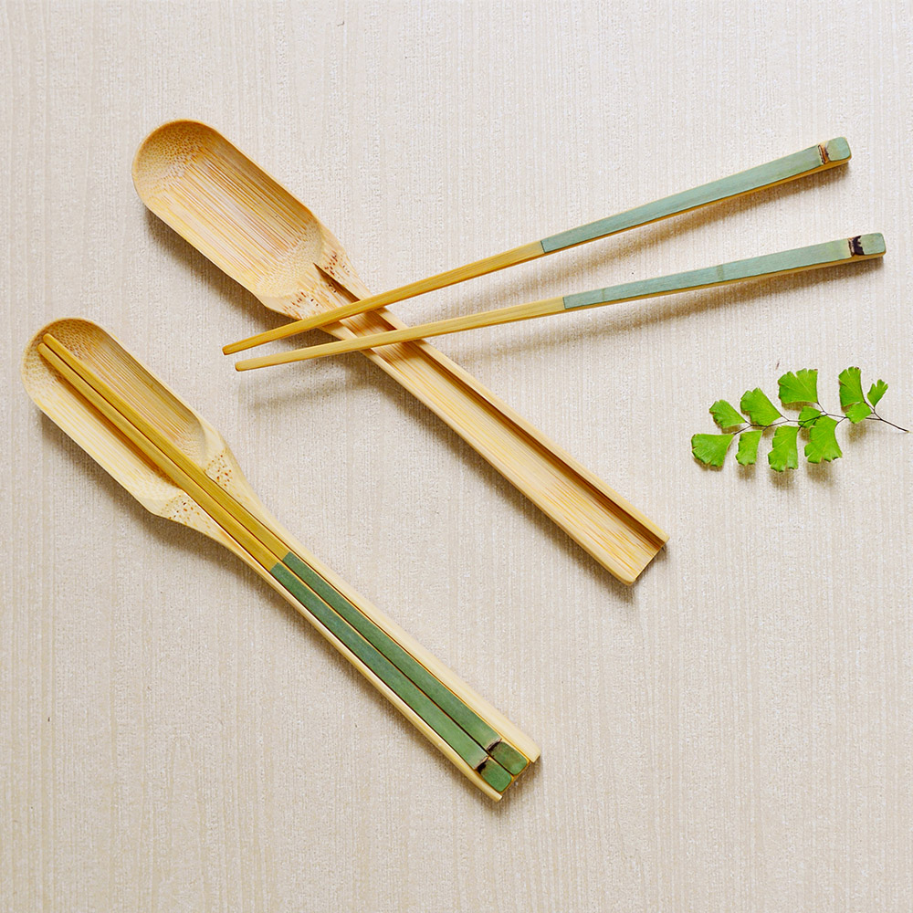 Green Bamboo Flatware-Spoon&Chopsticks, , large