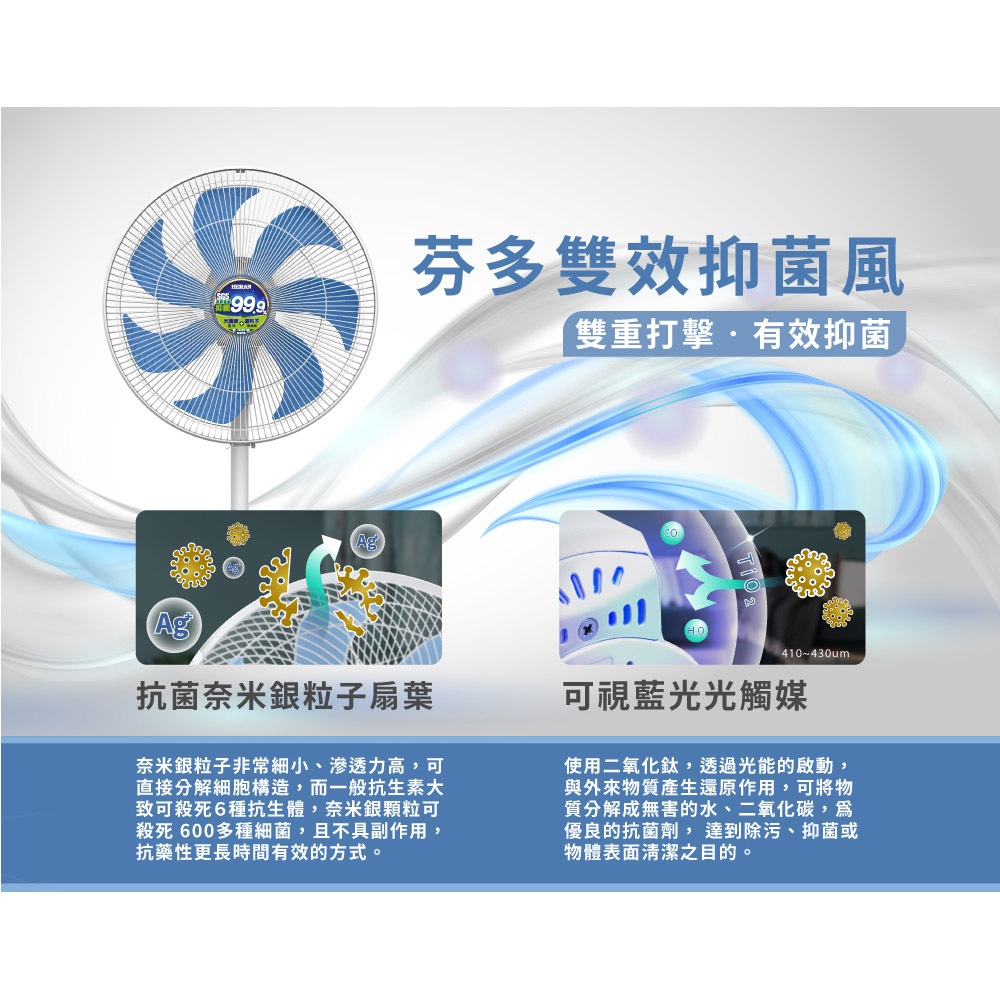 HERAN 禾聯 14吋 奈米銀雙效抑菌 DC遙控電風扇 立扇 HDF-14AH72B, , large