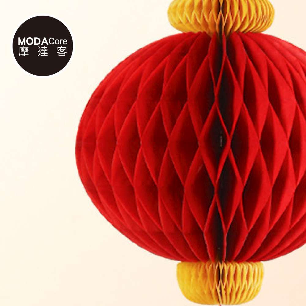 摩達客◉春節開運招財◉精緻立體兩連蜂窩紙小燈籠吊飾掛飾兩入組+壁掛, , large