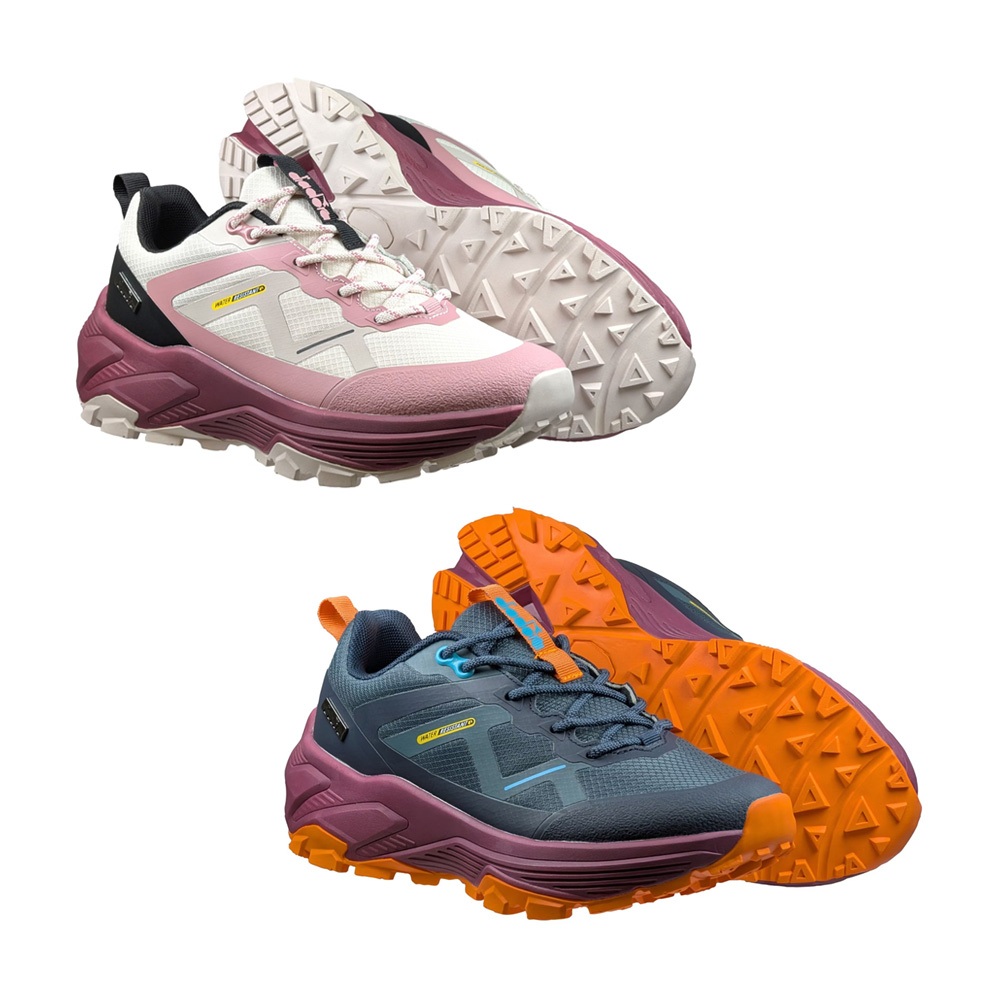 DIADORA迪亞多那 登峰戶外越野鞋 女運動鞋 女鞋 登山鞋 防潑水 吸震 厚底 足弓支撐 穩定 防滑 卡其粉 藍紅, , large