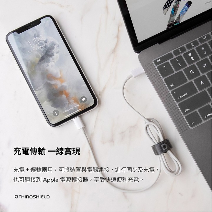 【CoRhea 科瑞亞】RHINOSHIELD Lightning to USB-C for 1M-白色一般款充電 傳輸線, , large