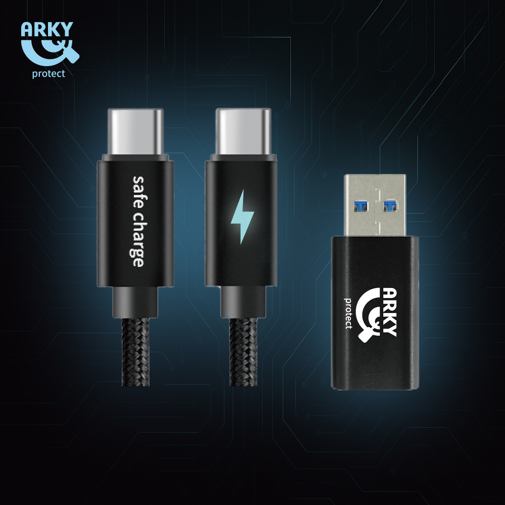 ARKY SafeCharge 防駭雙寶 USB-C to A 防駭轉接頭 + Type-C 防駭充電線 (60W快充), , large