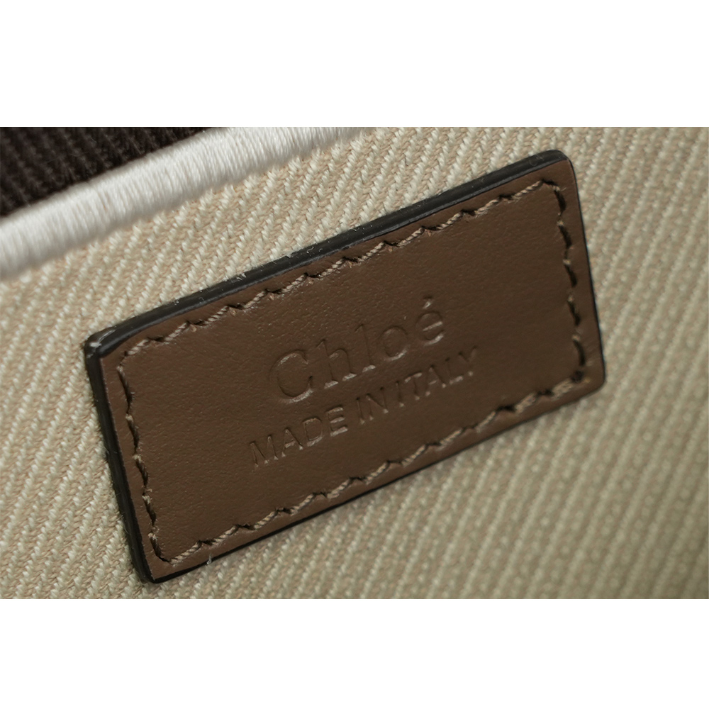 CHLOE' Carry 刺繡標誌帆布小款手提/斜背二用托特包/米色, , large