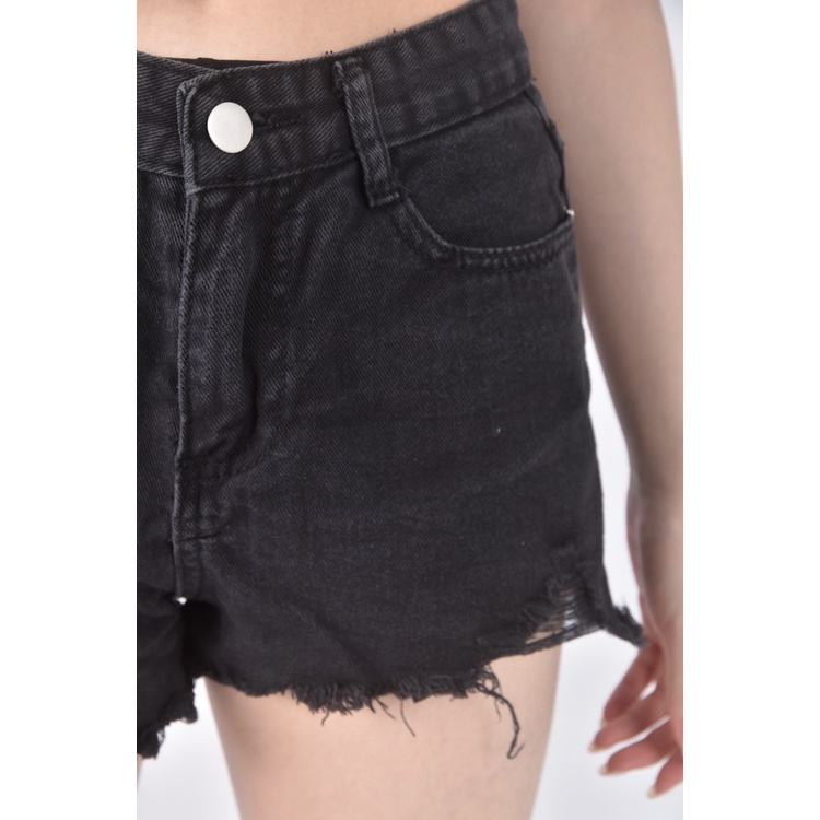 (S) jeans高腰丹寧牛仔質感黑色短褲二手衣, , large