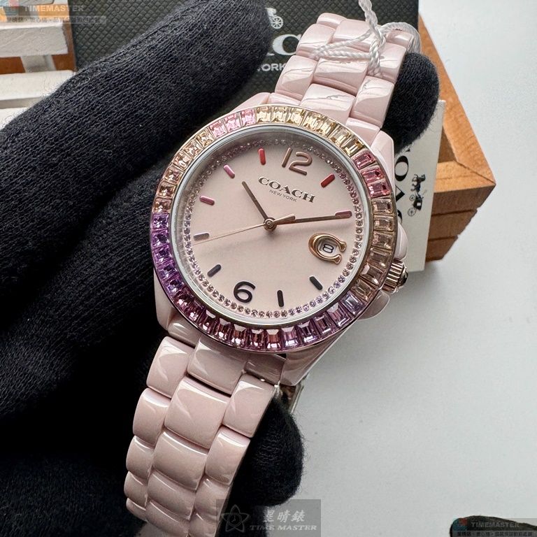 [星晴錶業]COACH手錶,38mm,CH00161粉紅錶面粉紅錶殼粉紅陶瓷錶帶款, , large