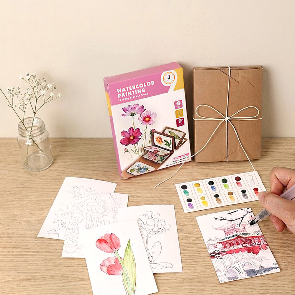 【上手家居】風琴摺頁水彩練習本(畫畫本/繪畫本/水彩畫本/水彩本), , large