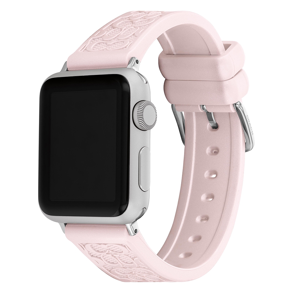 COACH Apple Watch 錶帶 38/40/41mm適用- 粉色珠光矽膠錶帶(不含手錶), , large