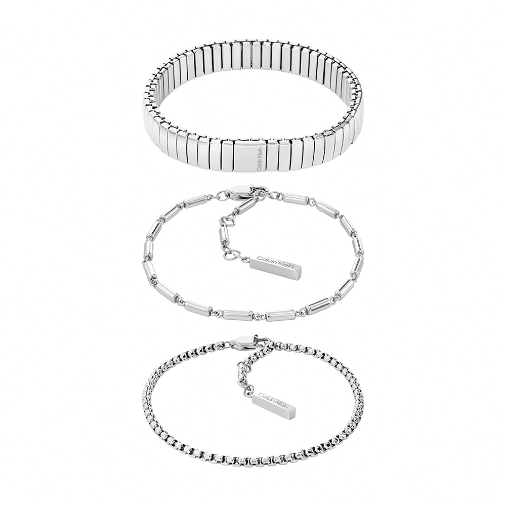 Calvin Klein CK Stacked 3件手鍊組-銀色 禮物 送禮(35000837), , large