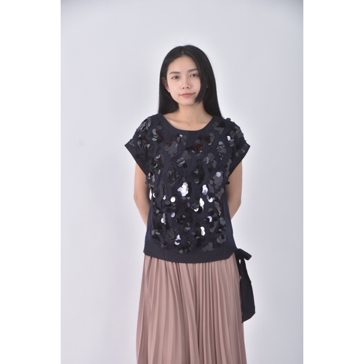 (S) moma質感亮片藍色短袖上衣二手衣, , large