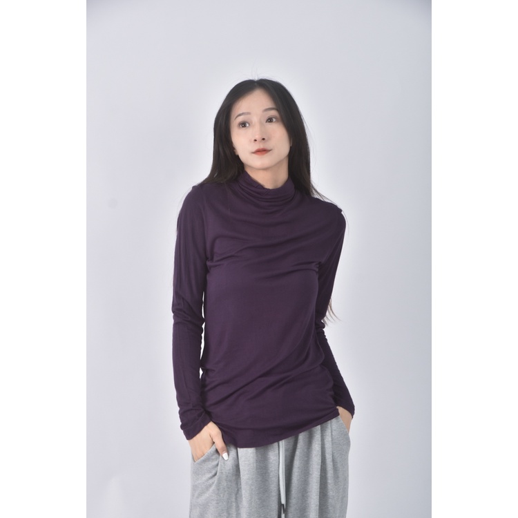 (S) net質感高領紫色長袖上衣二手衣