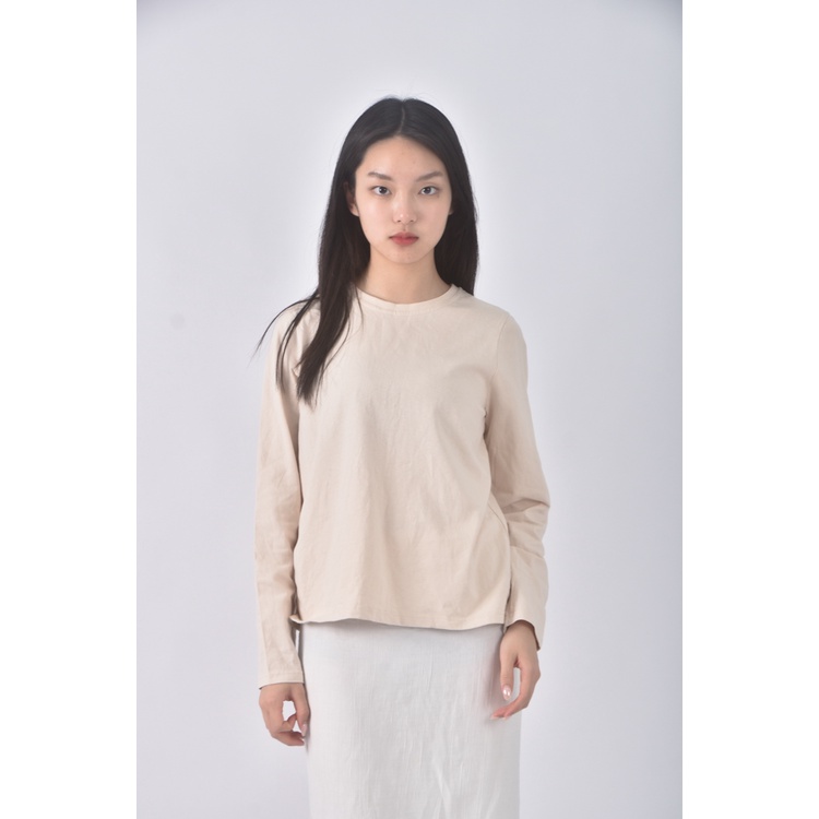 (S) gozo質感棉質杏色長袖上衣二手衣, , large