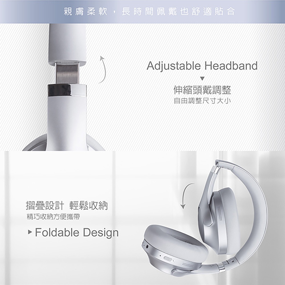 E-books SS64 藍牙頭戴耳機麥克風 ANC降噪 快充 可摺疊 支援iOS/Android, , large