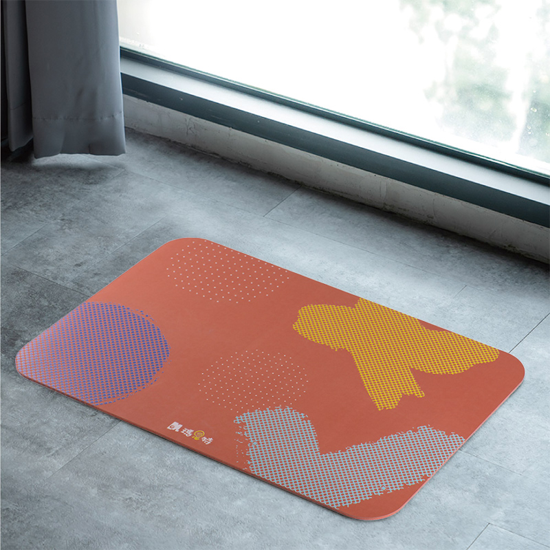 【怪獸】瑪思特 30秒瞬吸 軟式珪藻土吸水地墊 噗噗風 (60x40cm) -橘色, , large