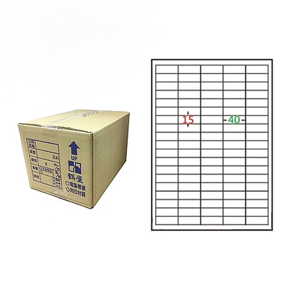 【鶴屋】A4電腦標籤 15x40mm 直角 95格 1000張入 / 箱(L1540 LX), , large