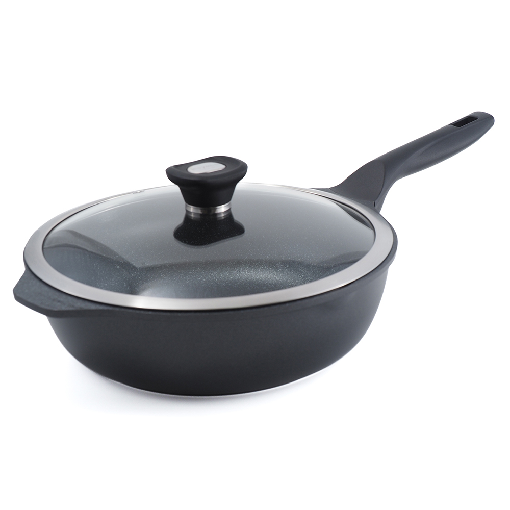 米雅可礦岩鑄造不沾深寬平底鍋-28cm-附蓋-1支