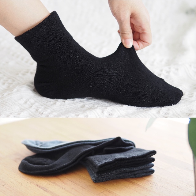 [Kaimei Cotton Industry] 6 pairs set black MIT made in Taiwan, fine cotton 200 needles, plain color, no bunch marks, wide mouth, , large