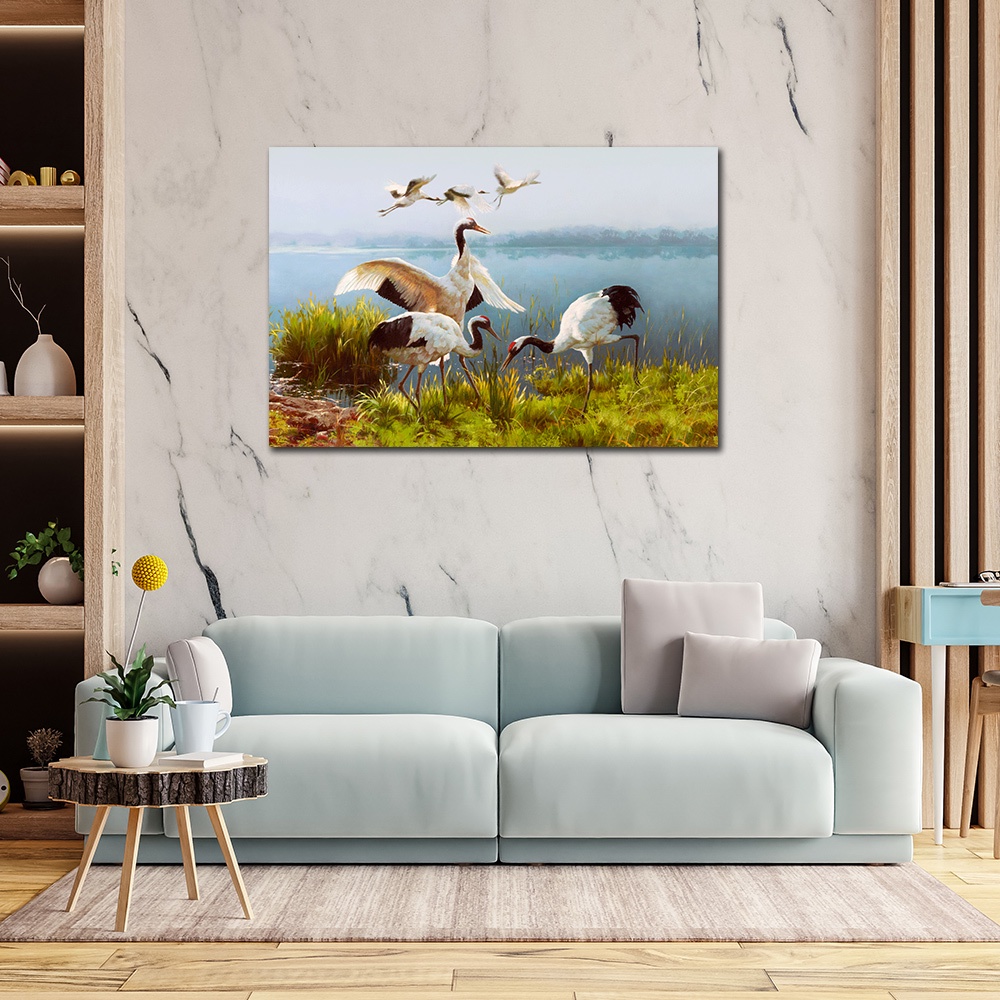 【御畫房】鶴舞 國家一級畫師手繪油畫60×90cm(VF-13), , large