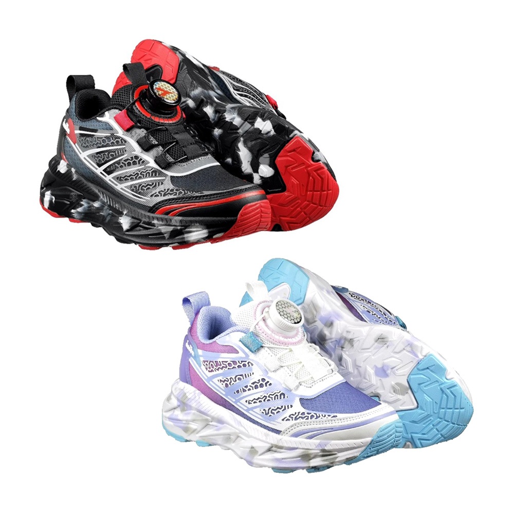 DIADORA迪亞多那 兒童輕量慢跑鞋 童運動鞋 童鞋 旋鈕式鞋帶 透氣 保護後跟 吸震 減壓 抗菌 除臭 黑紅 藍紫