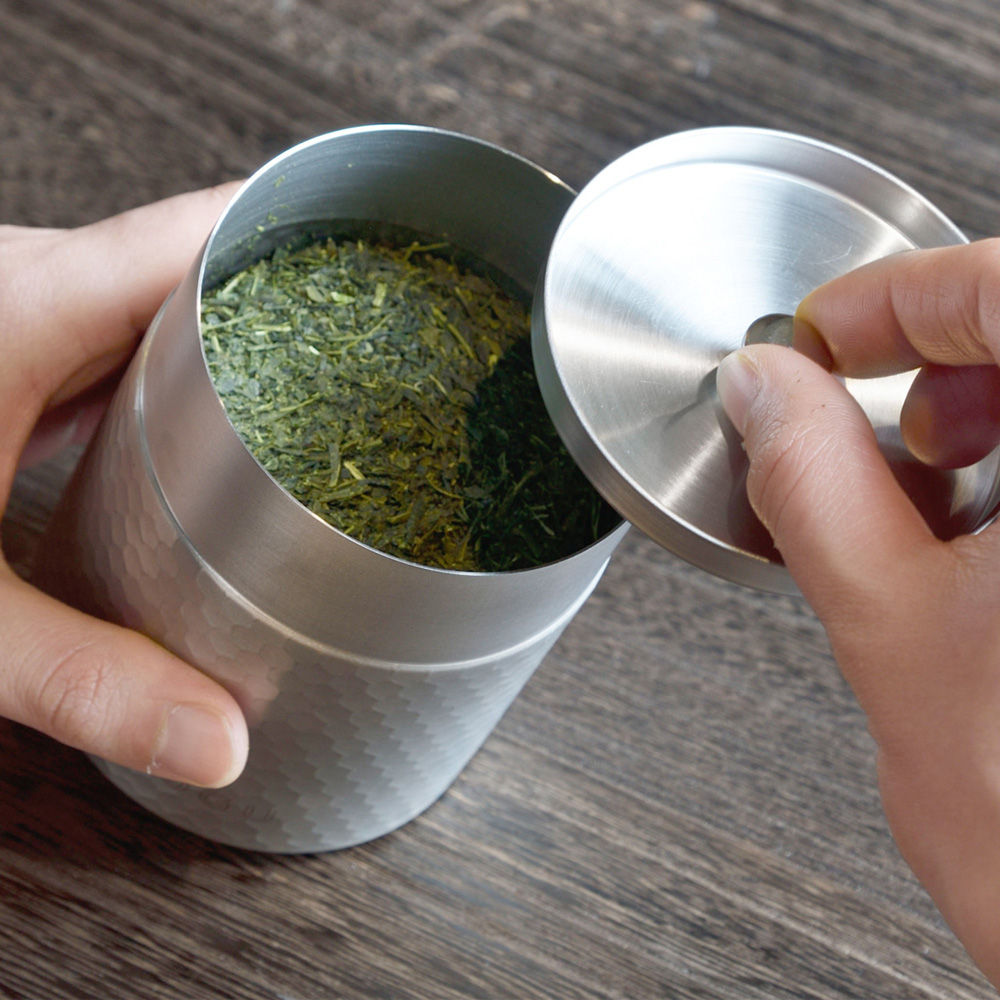 【Shimomura Kihan】Japan-Made 304 Stainless Steel Hammered Tea Canister (KOGU Coffee Tools Series), , large