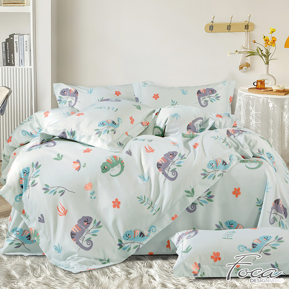 【FOCA】Chameleon Paradise | 3M Patented Moisture-wicking, Breathable, Antibacterial Tencel Four-season Quilt/Cool Quilt Bed Sheet Set - Double