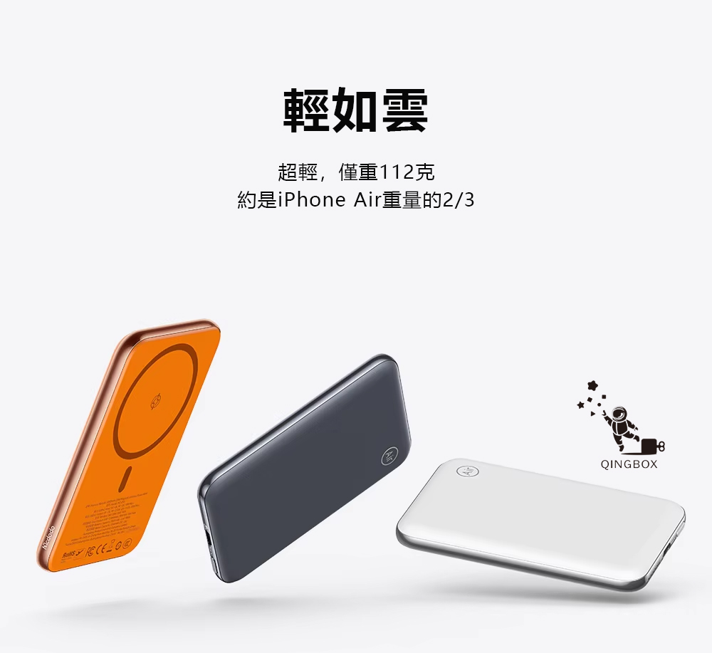 Mcdodo麥多多 LQ MC293 MetaAir系列20W金屬磁吸行動電源5000mAh 18Wh 白色, , large