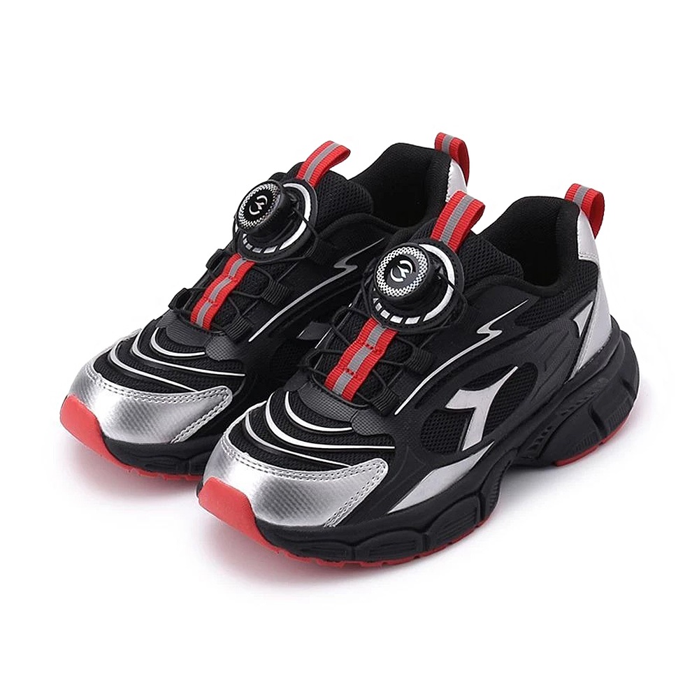 DIADORA迪亞多那 新星行者大童運動鞋 童運動鞋 童鞋 旋鈕式鞋帶 寬楦 透氣 保護後跟 穩定 抗菌 銀黑 紫粉, , large