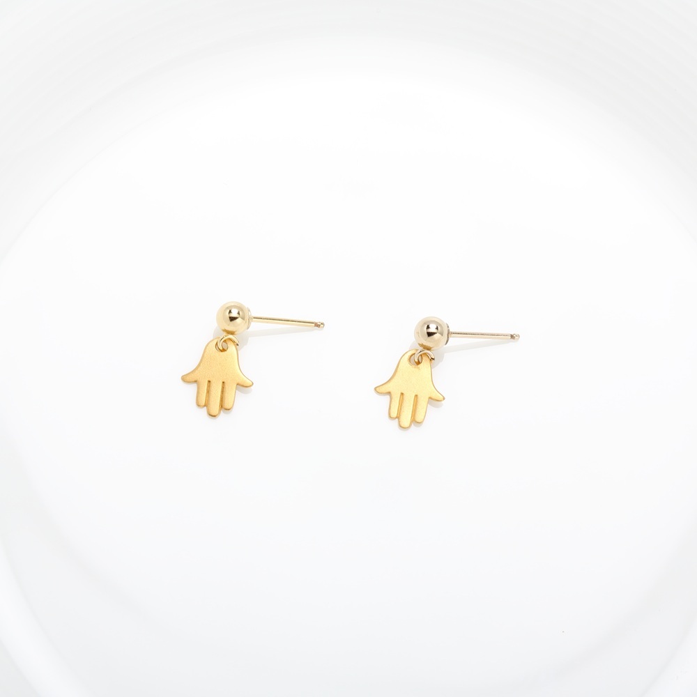 【Angel & Me】幸運 法蒂瑪之手 s925 純銀 厚鍍 24k金 一對 耳環, , large