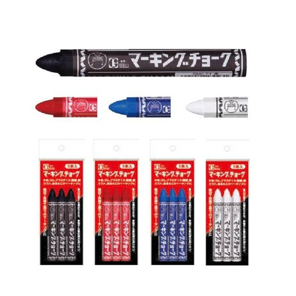 【日本 寺西】工業用標記粉筆  3支/袋 CMK-T1-3P ~T30-3P(黑/紅/藍/白)  -  多款可選, , large