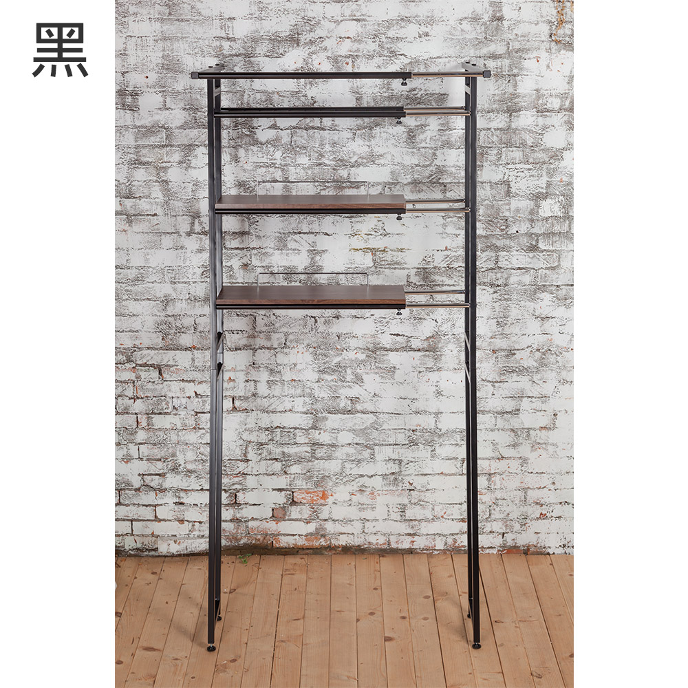 [拜爾家居]靠壁式洗衣機架 台灣製造MIT 洗衣機架 可伸縮 免打孔 靠壁式 伸縮架 洗衣機置物架 層架 伸縮層架, 黑色, large