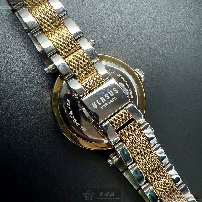 [星晴錶業]VERSUS VERSACE手錶,34mm,VV00404銀白色錶面金色錶殼金銀相間精鋼錶帶款, , large