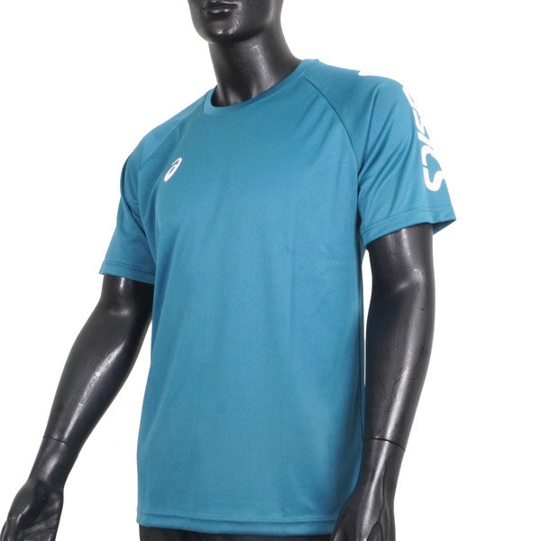 Asics 男女 短袖上衣 T恤 運動 休閒 輕量 吸濕 快乾 舒適 亞洲版 藍綠 [2033B947-401]