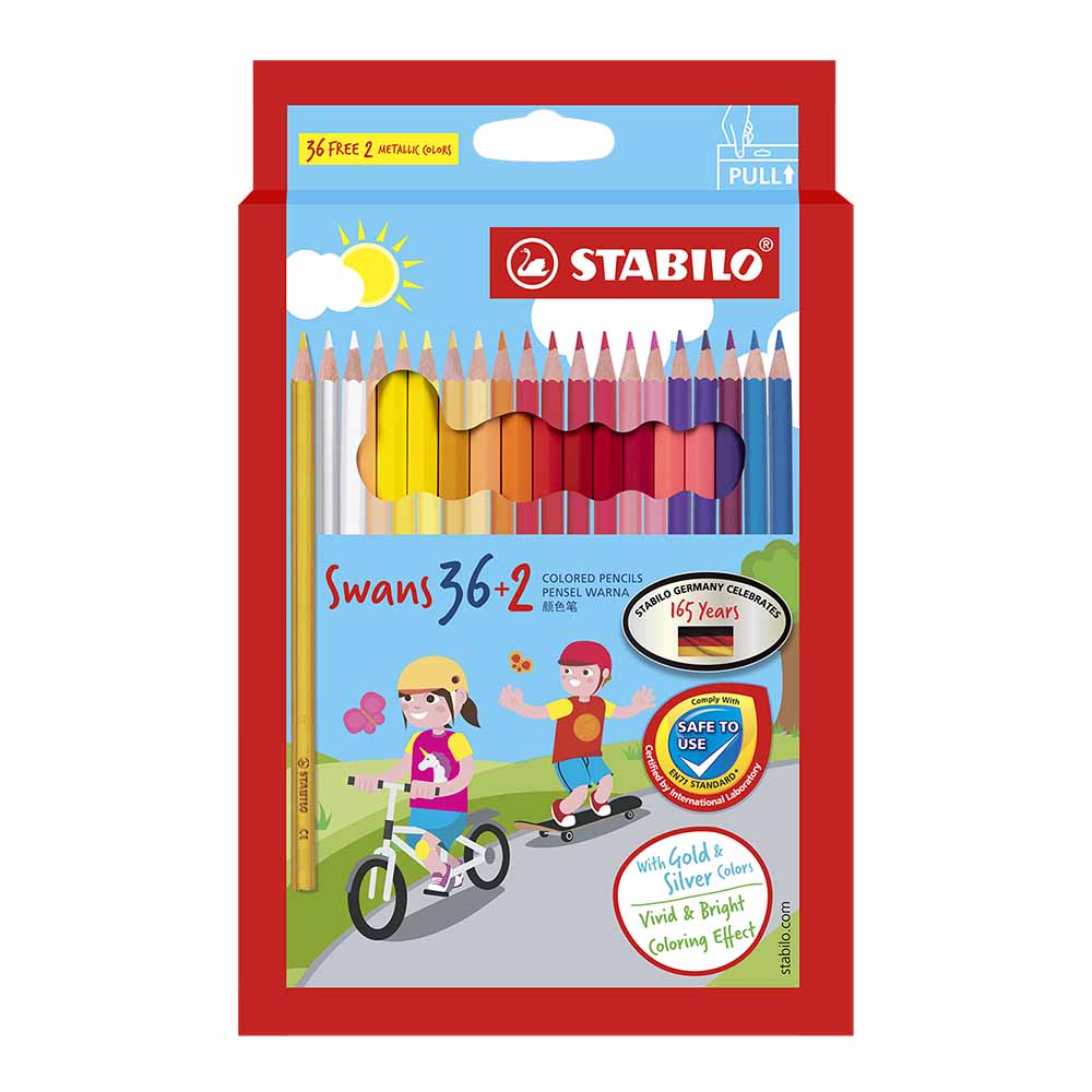 STABILO 德國 思筆樂 Swans 油性色鉛筆 紙盒 38+2色組 / 盒 ST1870/38, , large
