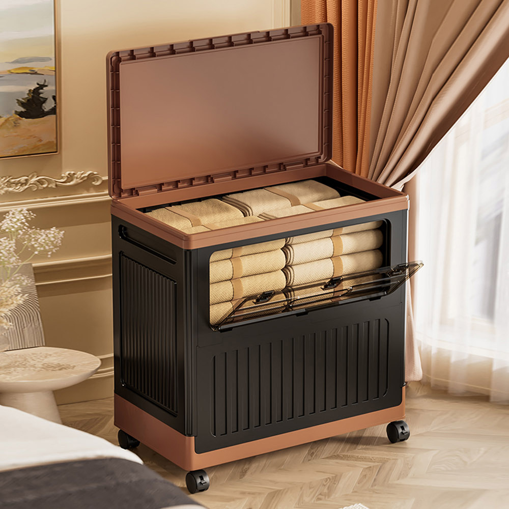 【AOTTO】110L大容量貨櫃側開掀蓋附輪收納箱-白色(AL-021W*2), , large