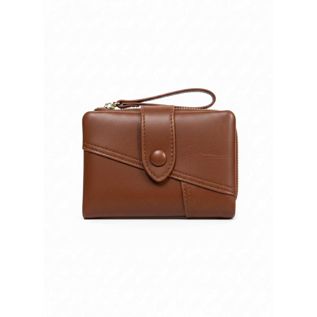 Soir&eacute;e 典雅對折短夾 多卡位收納皮夾 真皮質感 零錢卡片鈔票夾 女用短夾人氣女用皮夾 女夾, , large