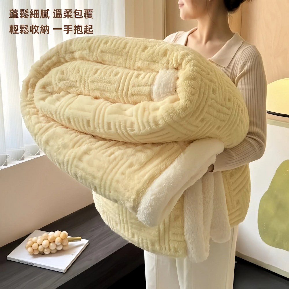 【A&R】柔暖雙面舒棉羊羔絨毯 緹花款 150&times;200cm 貴族藍, , large