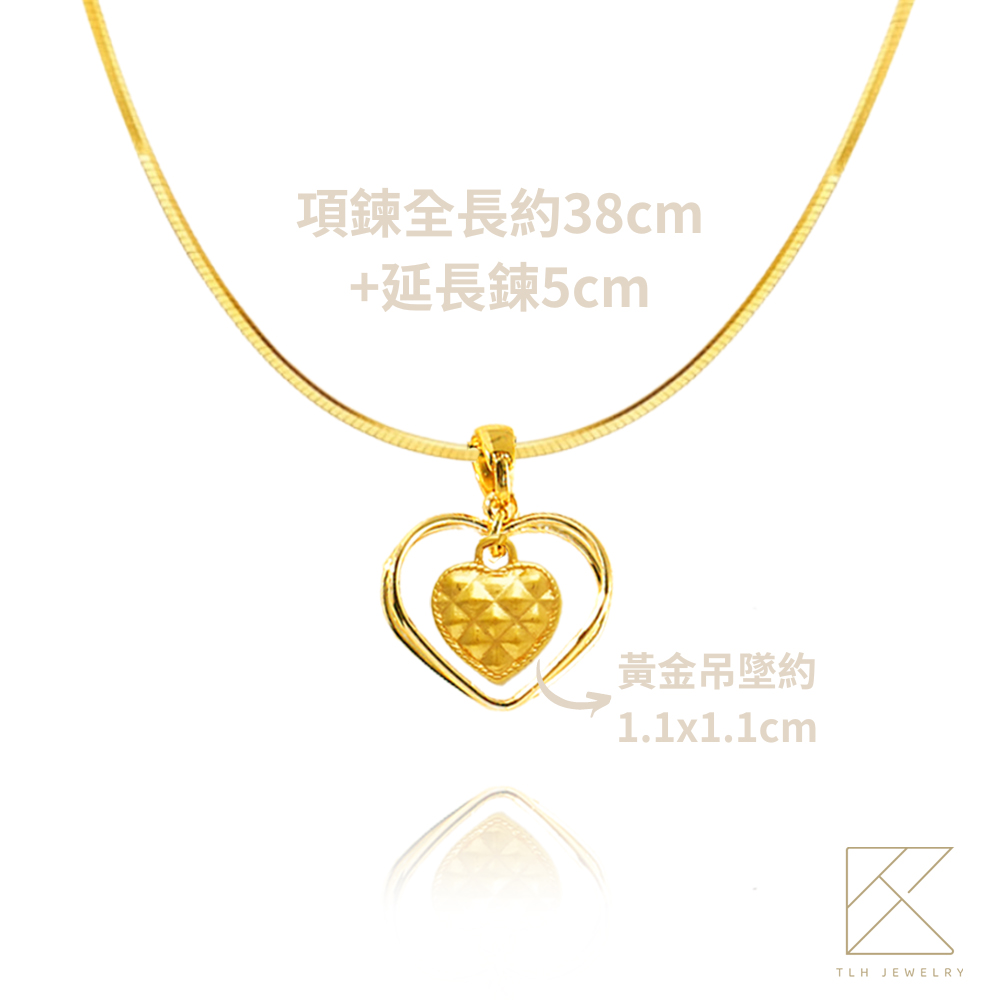 【TLH】黃金項鍊 純金999 心心相戀 約重0.07錢±0.01 , , large